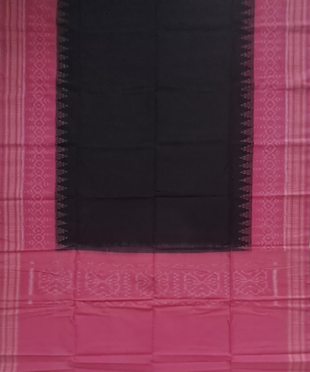 Black rose pink handloom cotton sambalpuri dupatta