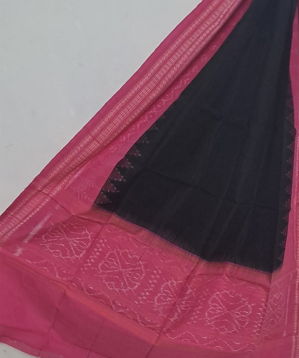 Black rose pink handloom cotton sambalpuri dupatta