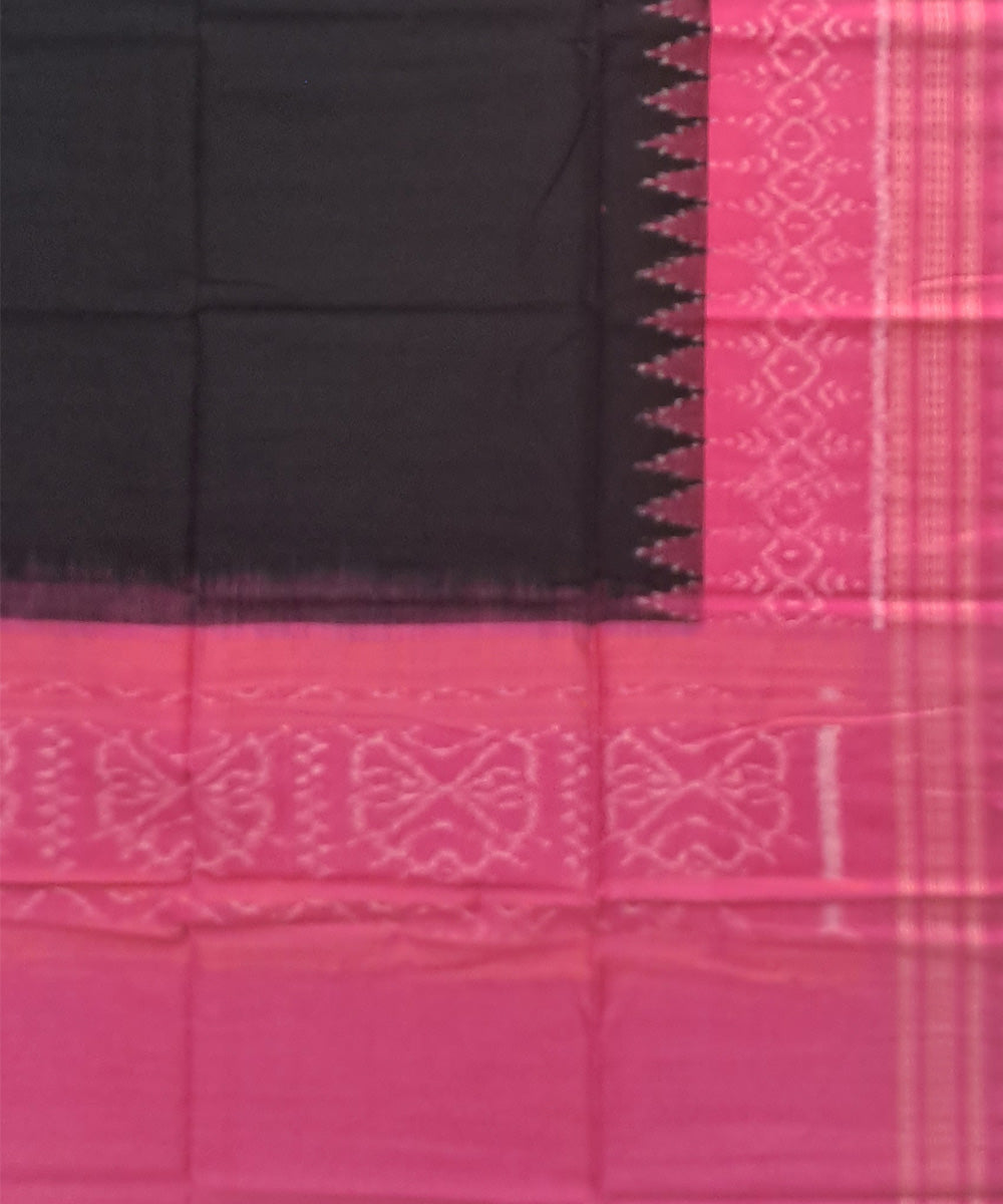 Black rose pink handloom cotton sambalpuri dupatta