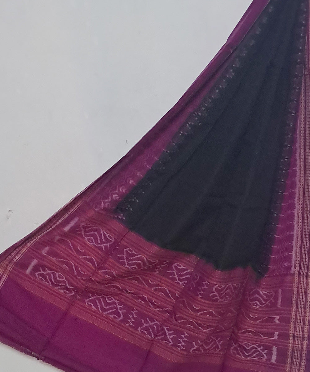 Black magenta handloom cotton sambalpuri dupatta