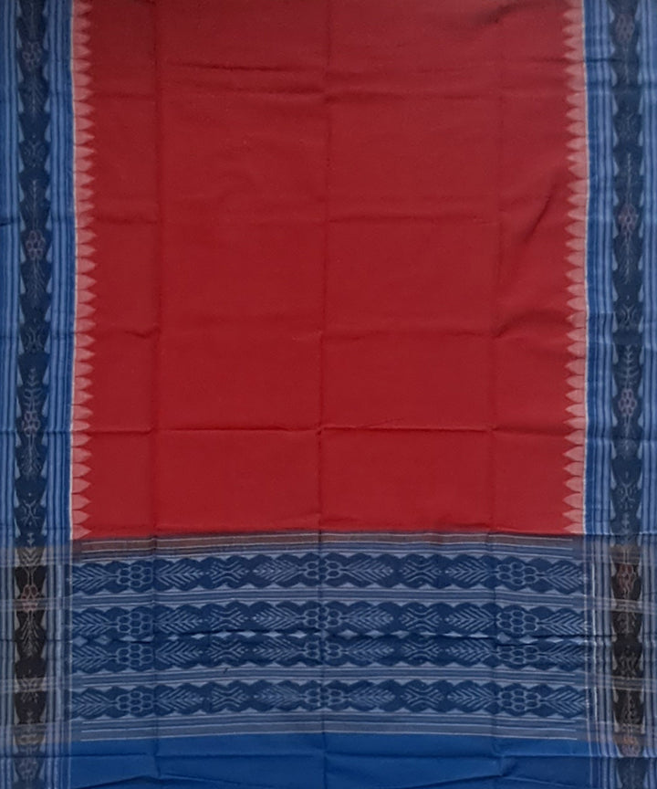 Deep red blue handloom cotton sambalpuri dupatta