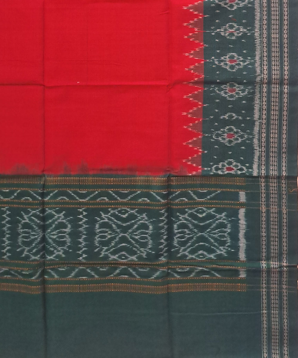 Red green handloom cotton sambalpuri dupatta