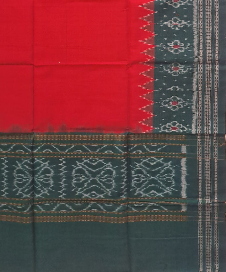 Red green handloom cotton sambalpuri dupatta