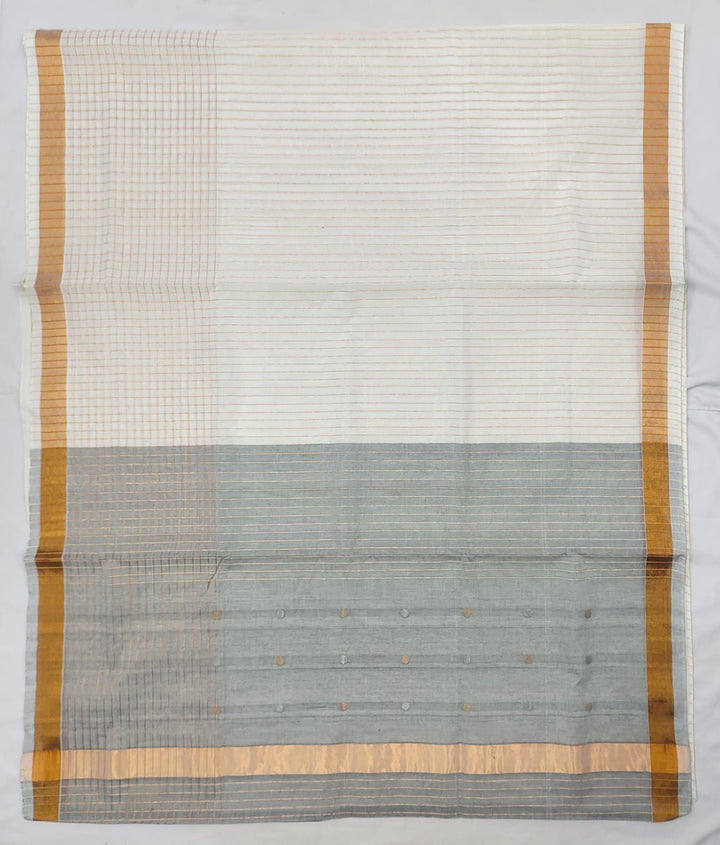 white with gold shimmer border Handwoven Venkatagiri cotton Saree (Copy)