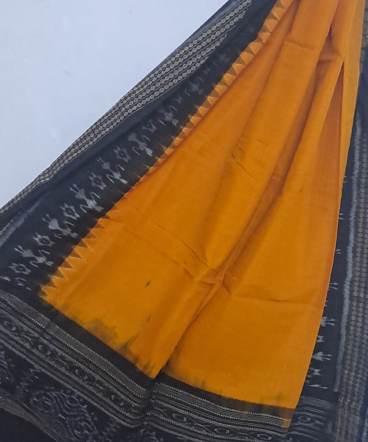 Yellow black handloom sambalpuri cotton dupatta