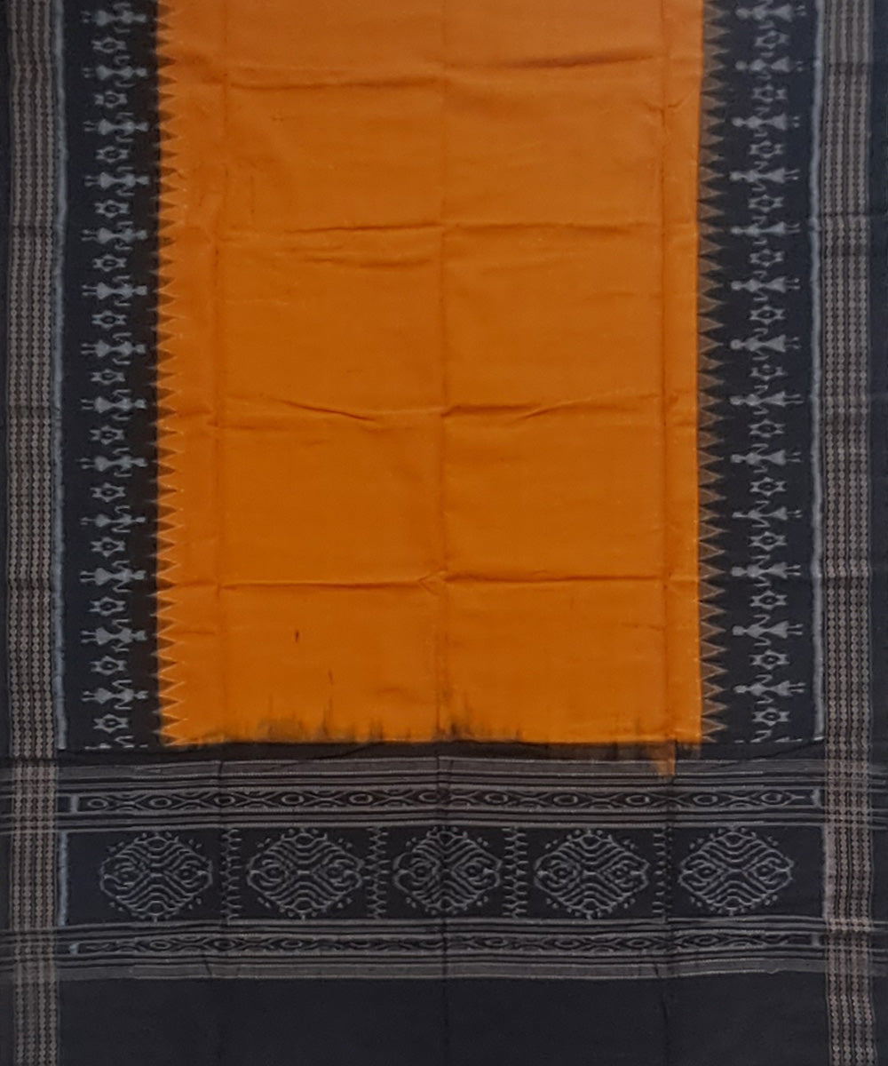 Yellow black handloom sambalpuri cotton dupatta