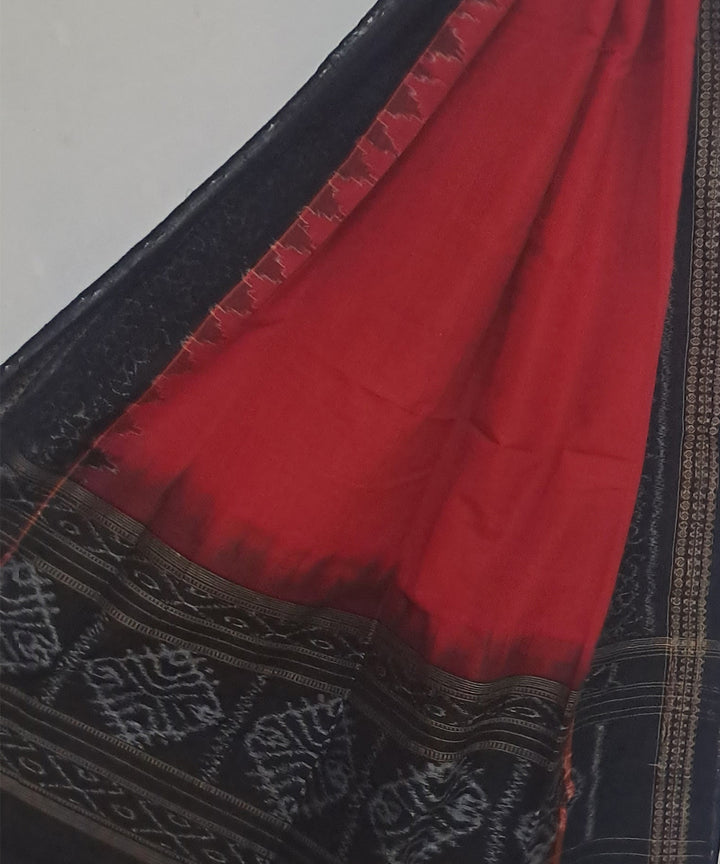 Berry red black handloom cotton sambalpuri dupatta