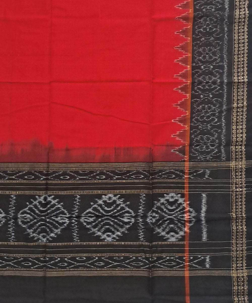 Berry red black handloom cotton sambalpuri dupatta