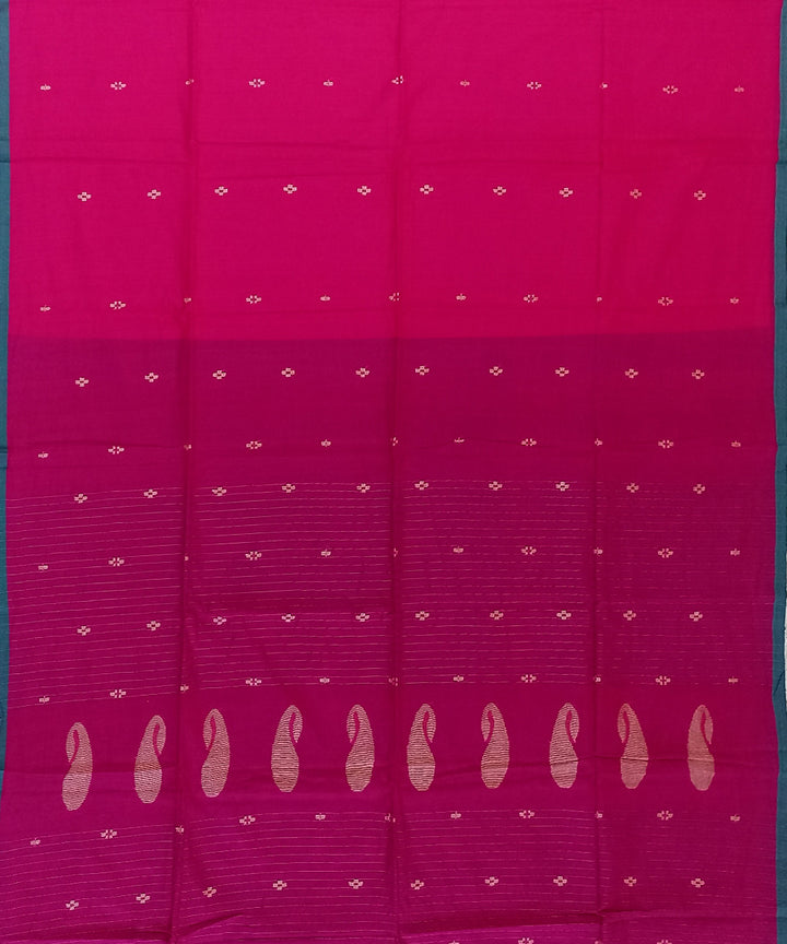 Pink green cotton handloom bengal saree