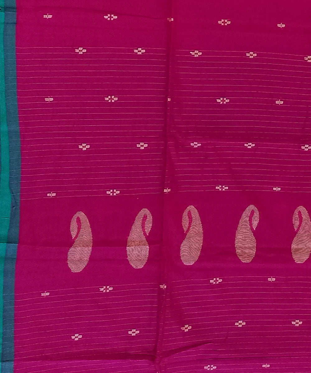 Pink green cotton handloom bengal saree