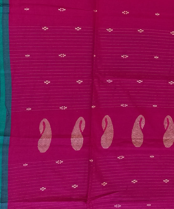 Pink green cotton handloom bengal saree