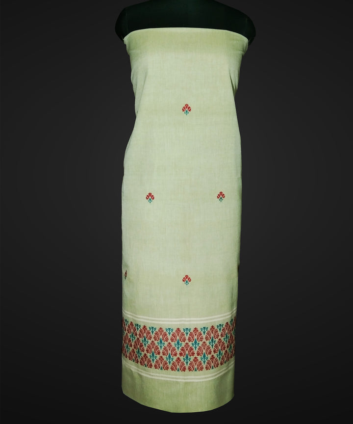 2.5 mtr lime green white handwoven cotton bomkai kurta material