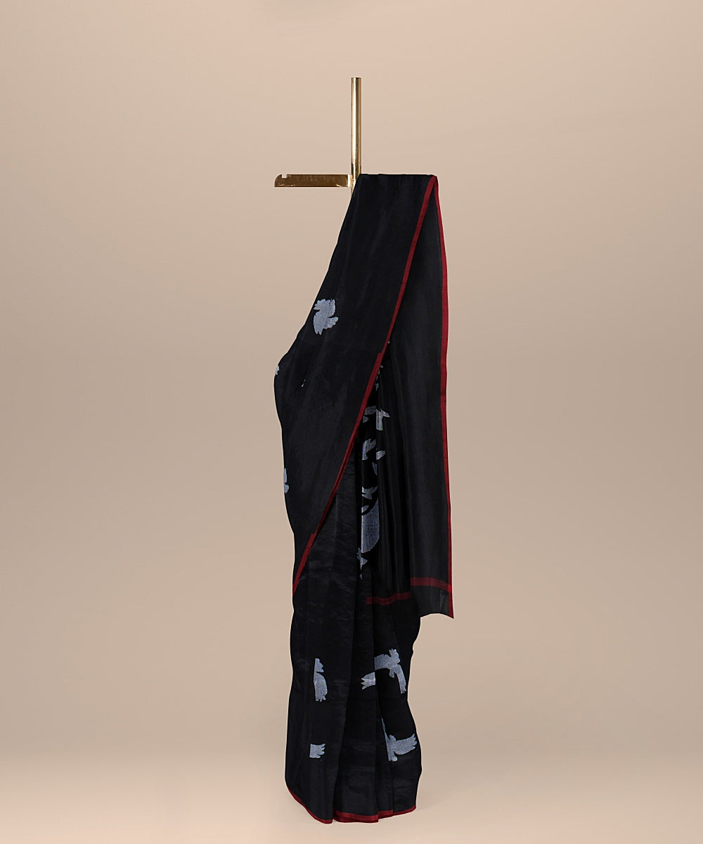 Black red handloom bengal cotton saree