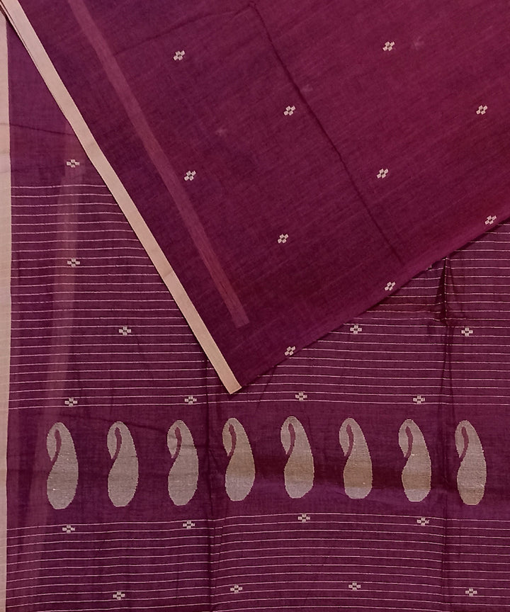 Maroon cotton handloom bengal saree