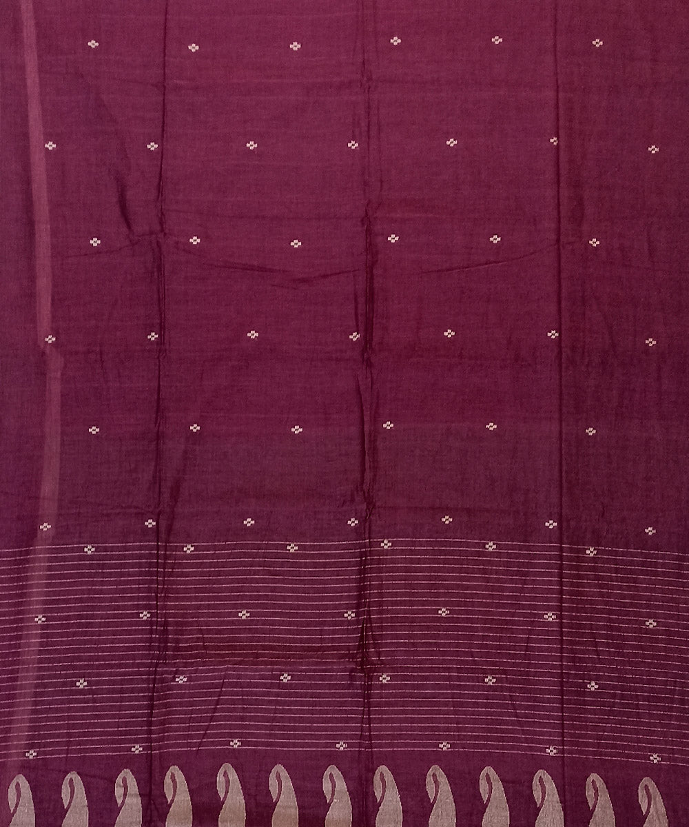 Maroon cotton handloom bengal saree