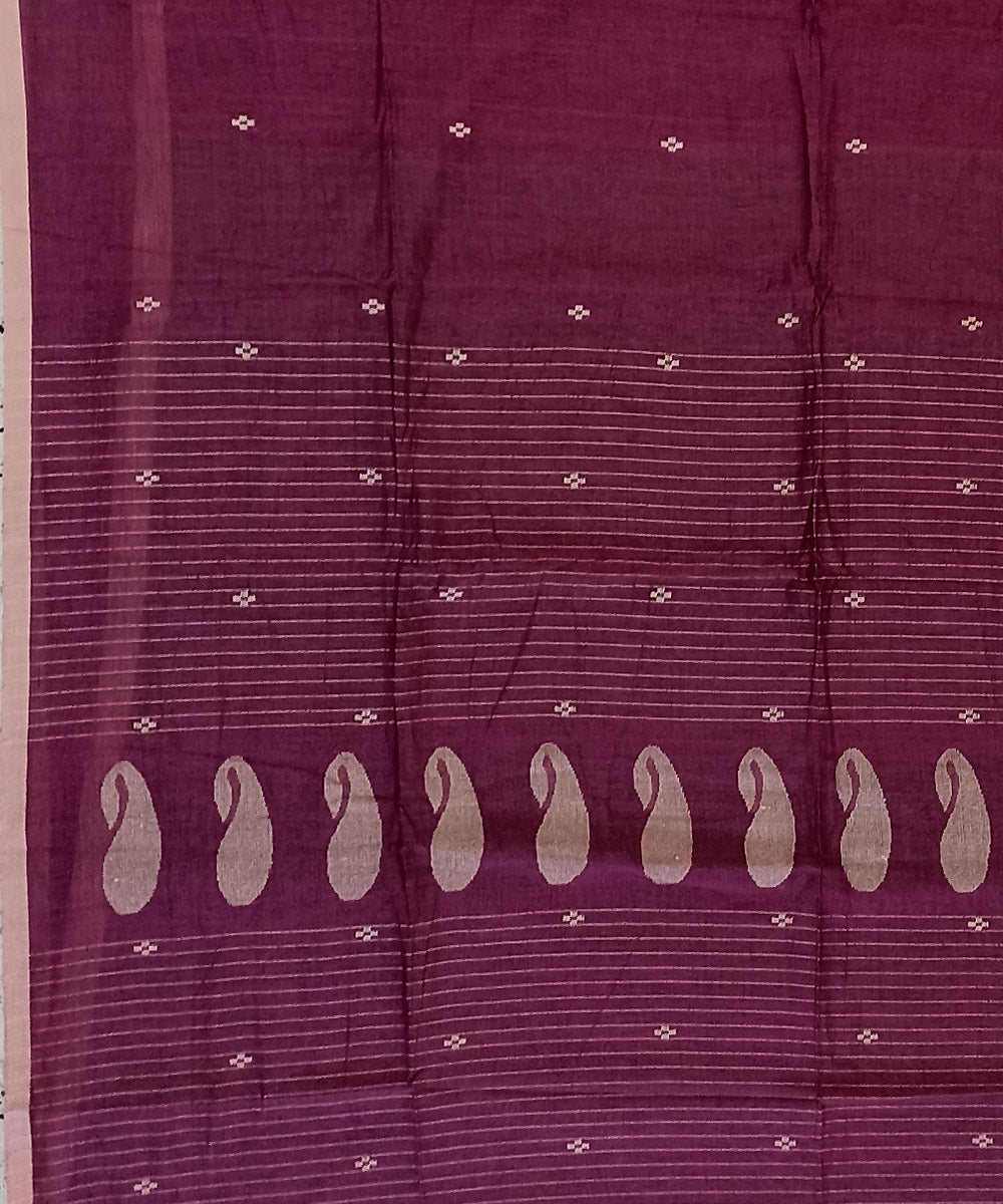 Maroon cotton handloom bengal saree