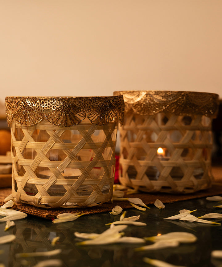 Deepam Handcrafted Bamboo Tealight - Set of 2