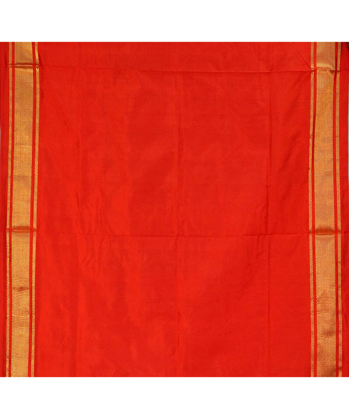 Sky blue red handwoven pochampally ikat silk saree