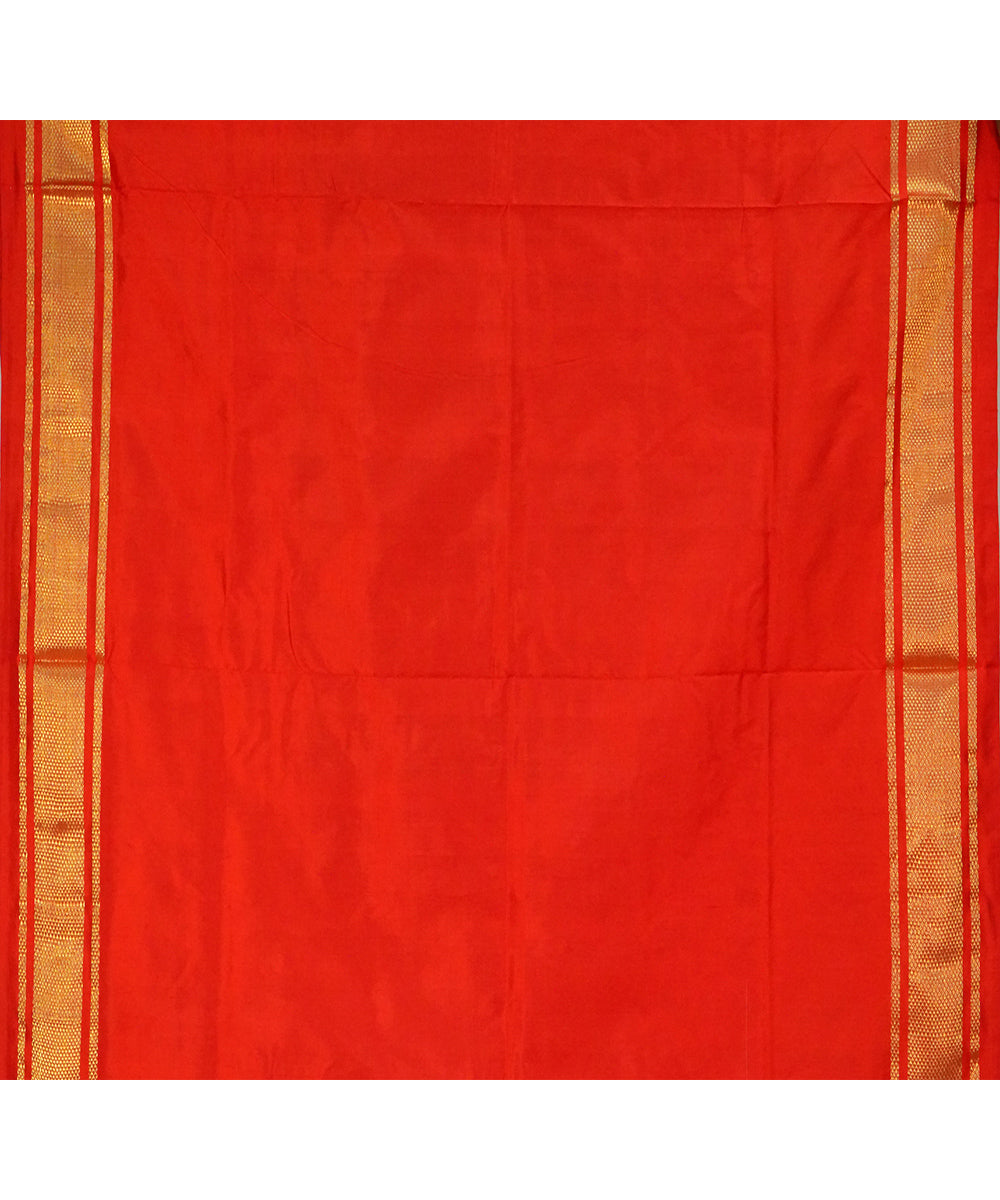 Sky blue red handwoven pochampally ikat silk saree