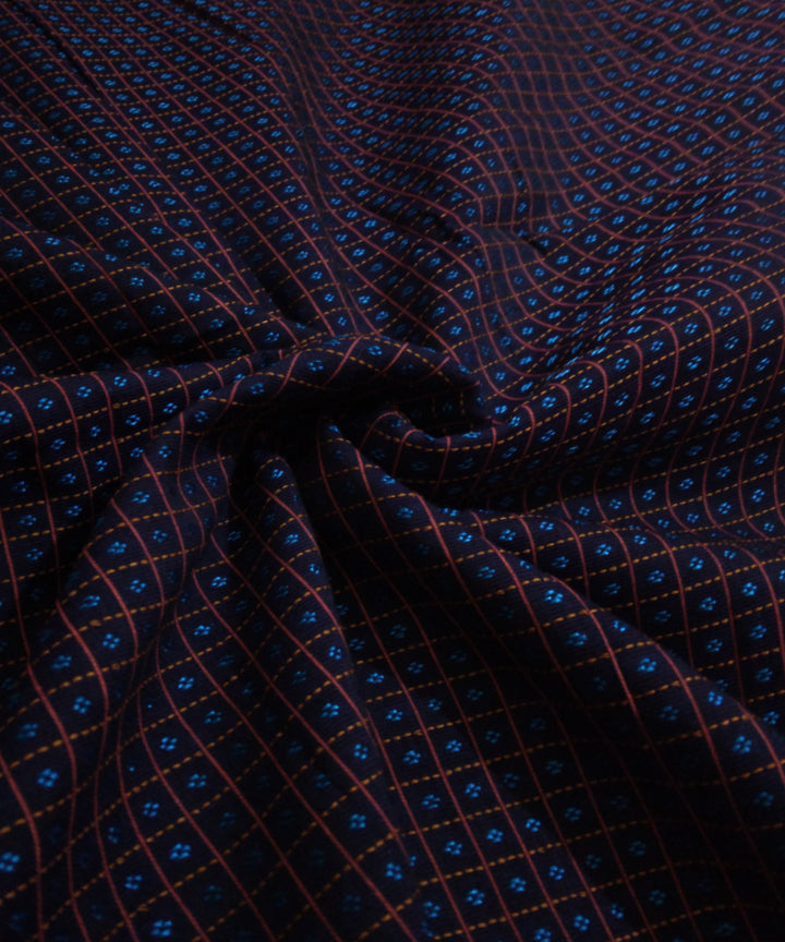 Orange lines with blue motif khun kuppasa fabric