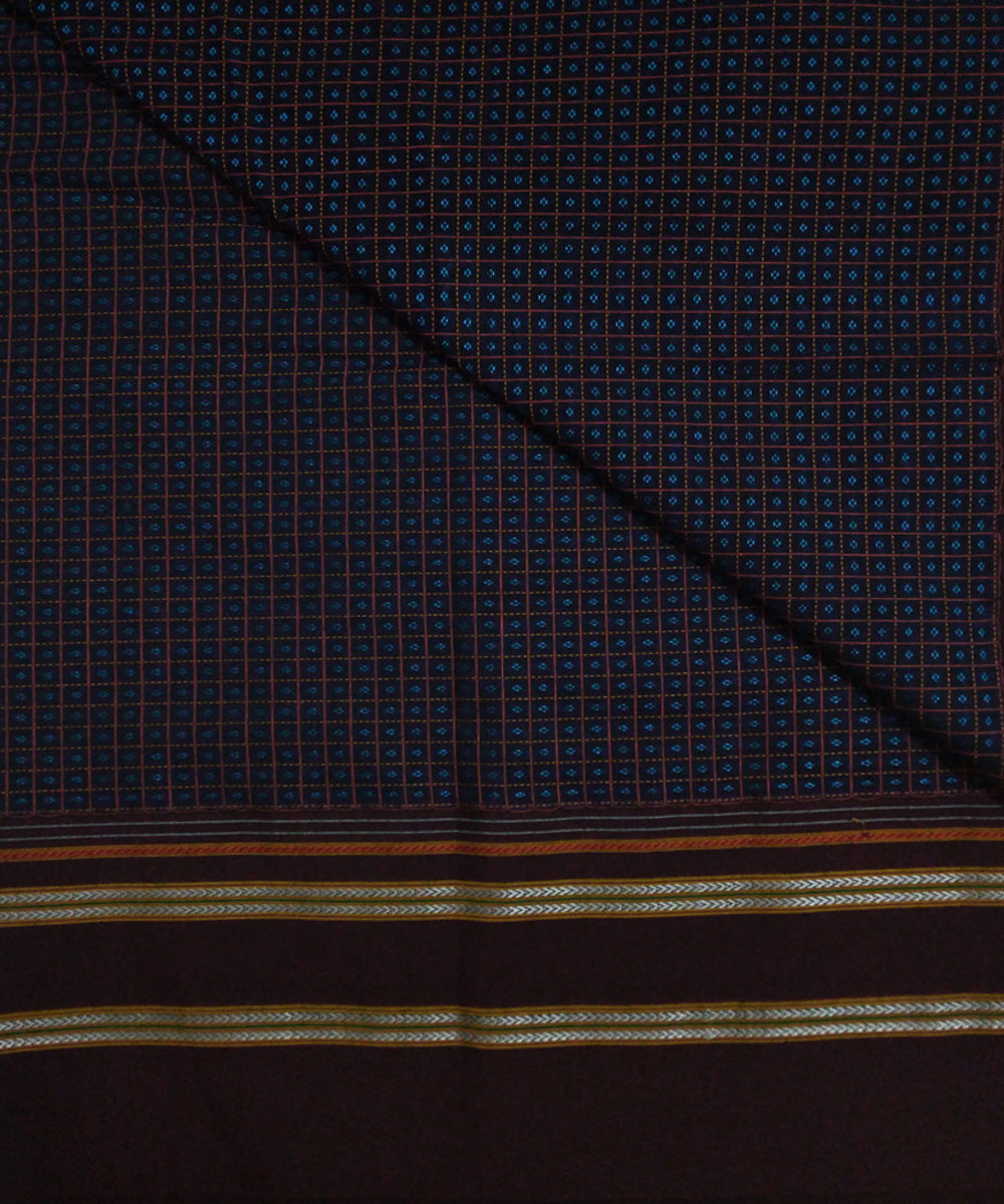 Orange lines with blue motif khun kuppasa fabric