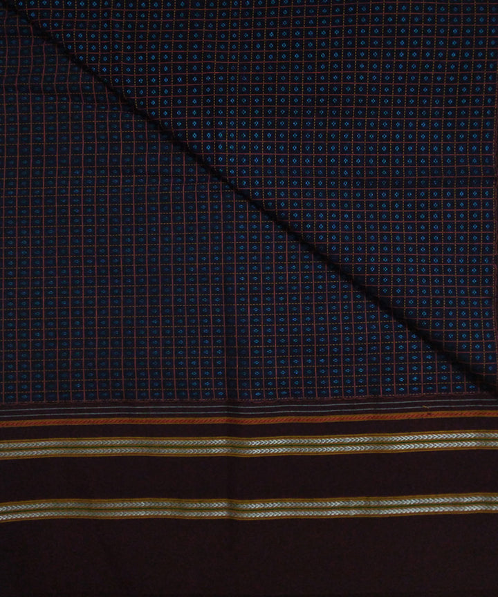 Orange lines with blue motif khun kuppasa fabric
