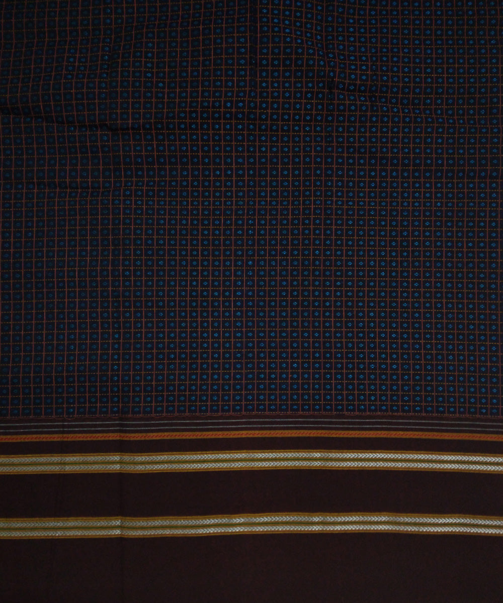 Orange lines with blue motif khun kuppasa fabric