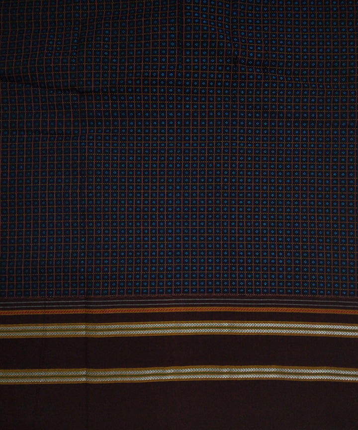 Orange lines with blue motif khun kuppasa fabric