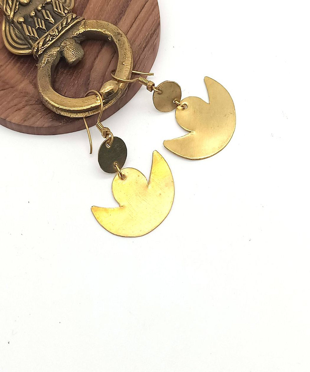 Golden handcrafted brass dhokra earring