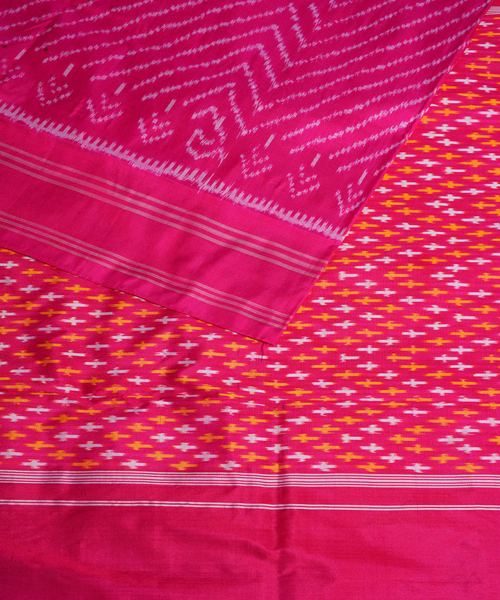 Pink handwoven pochampally ikat silk saree