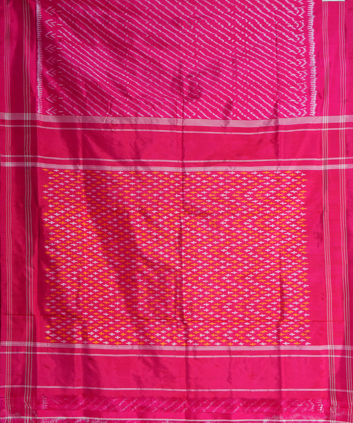 Pink handwoven pochampally ikat silk saree