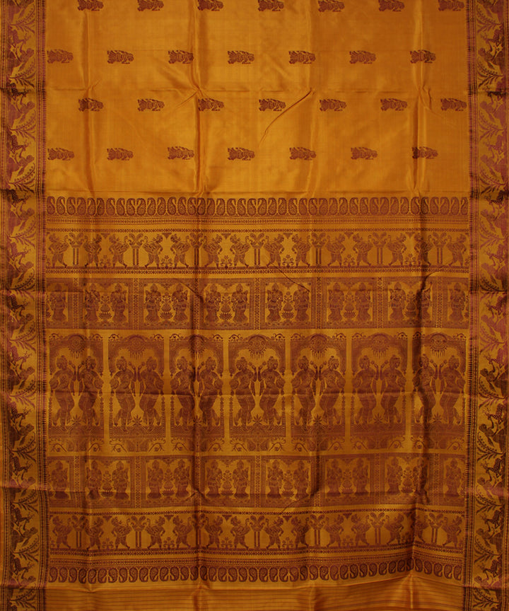 Mustard handwoven baluchari silk saree