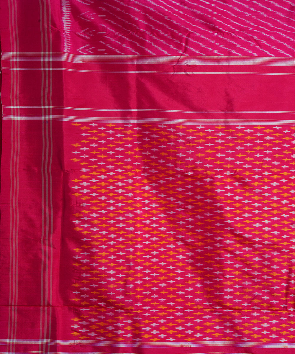 Pink handwoven pochampally ikat silk saree