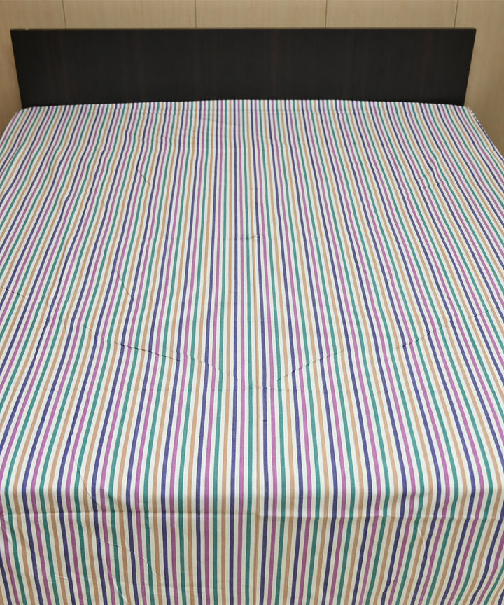 White multicolour handmade sambalpuri cotton bedsheet