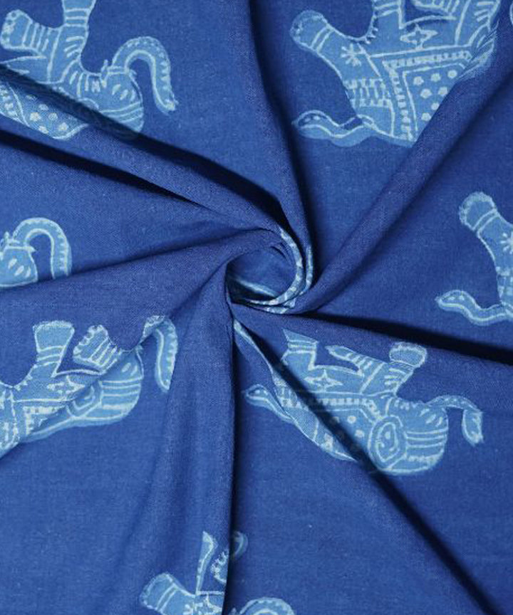 Indigo handwoven cotton fabric