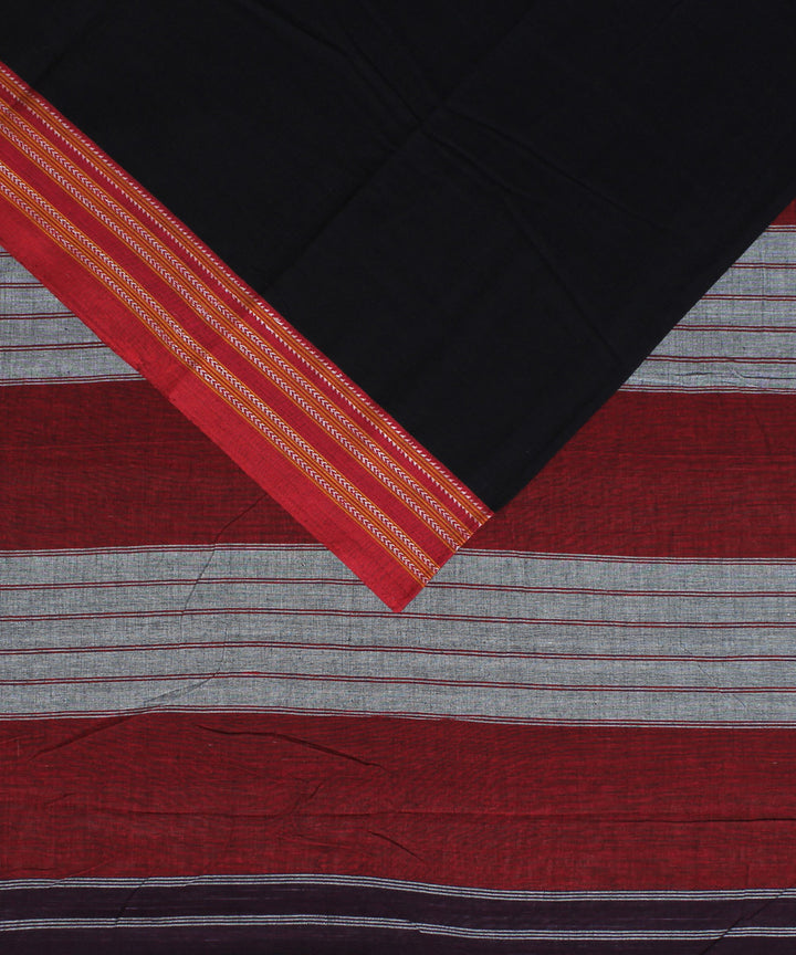 Black red gadi dadi cotton handloom ilkal saree