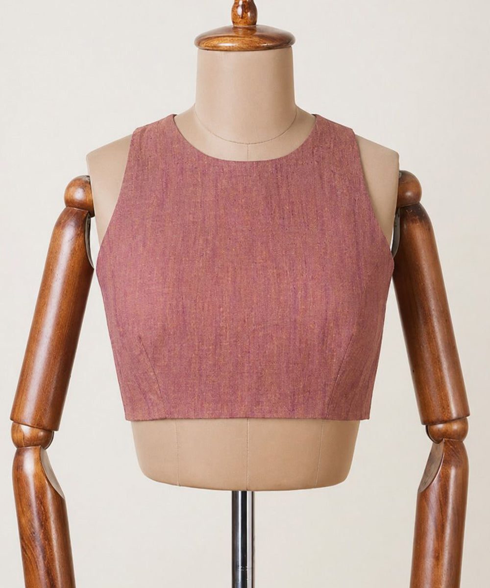 Red white boat neck sleeveless zip side opening cotton blouse