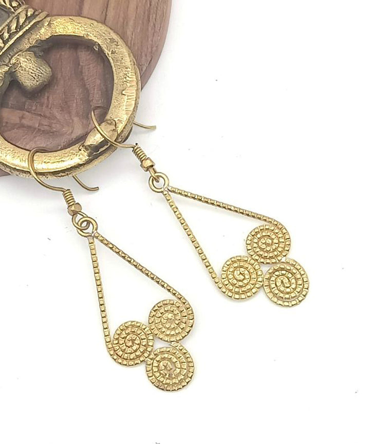 Golden simple handcrafted brass earring