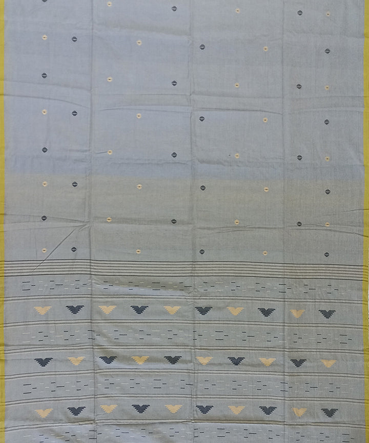Grey yellow cotton handloom bengal saree