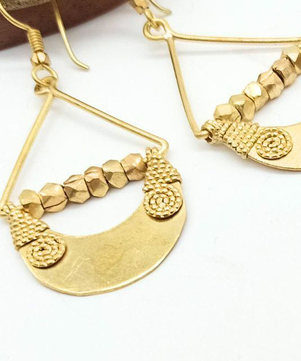 Handcrafted dhokra golden brass earring