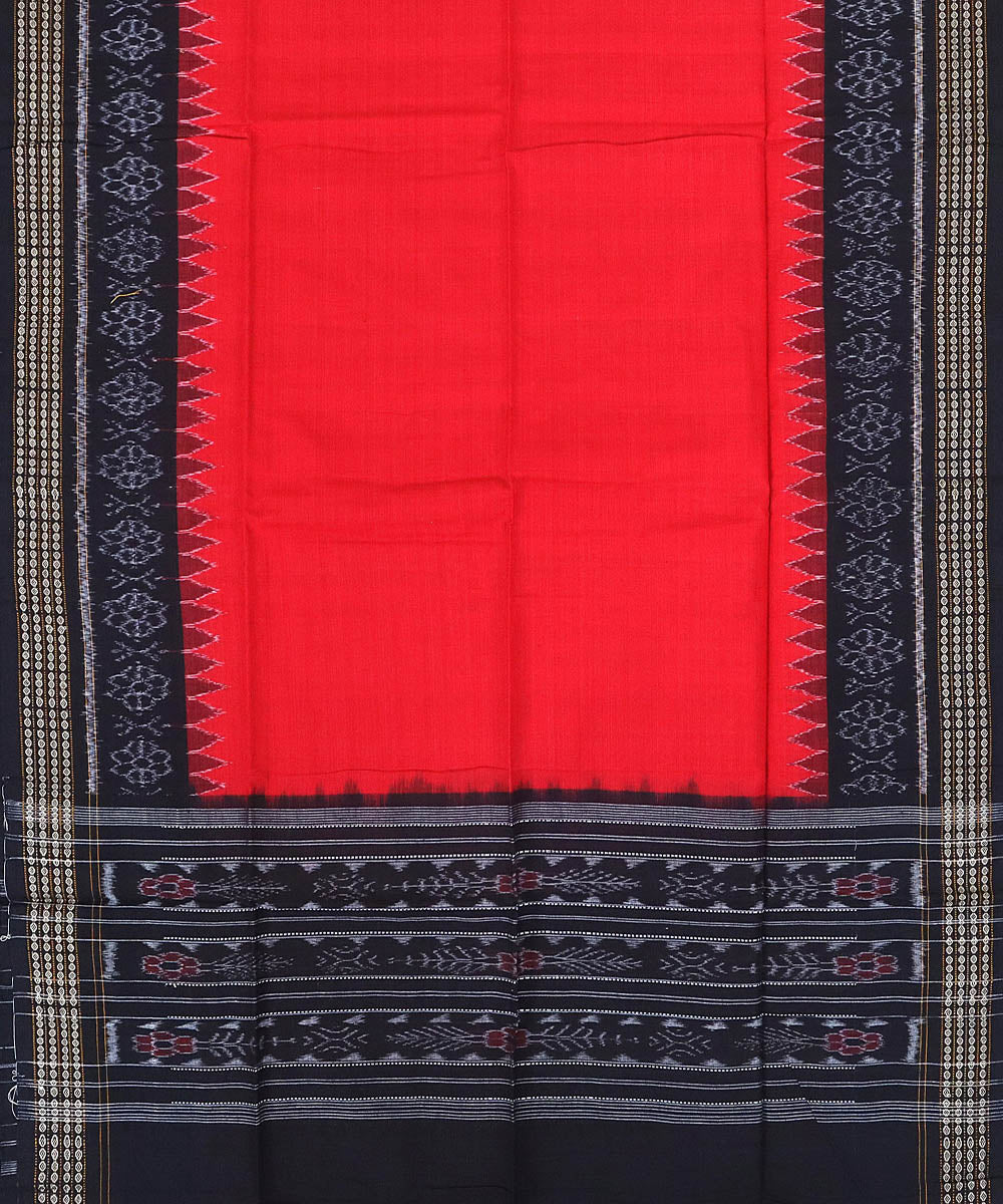 Red black handwoven cotton sambalpuri dress material