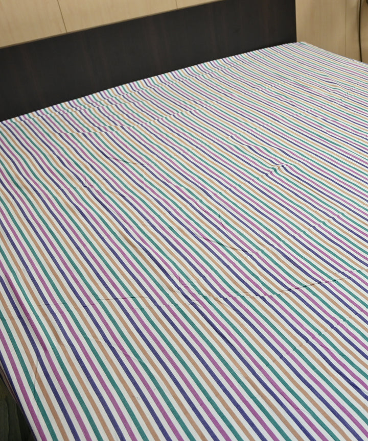 White multicolour handmade sambalpuri cotton bedsheet