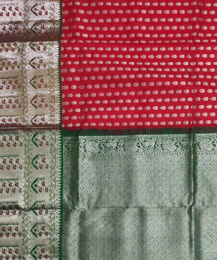 Pink dark green silk handloom venkatagiri saree