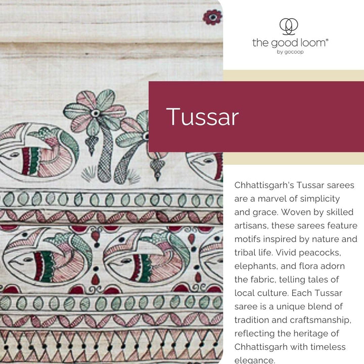 Red handwoven tussar silk saree