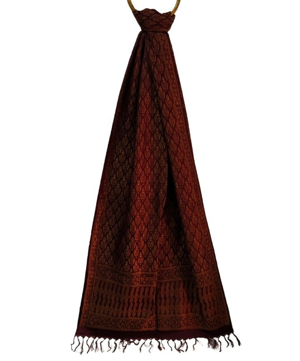 Maroon handloom silk banarasi stole