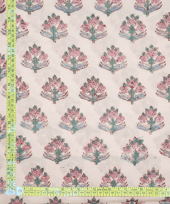 2.5 m offwhite cotton hand block printed sanganeri kurta material