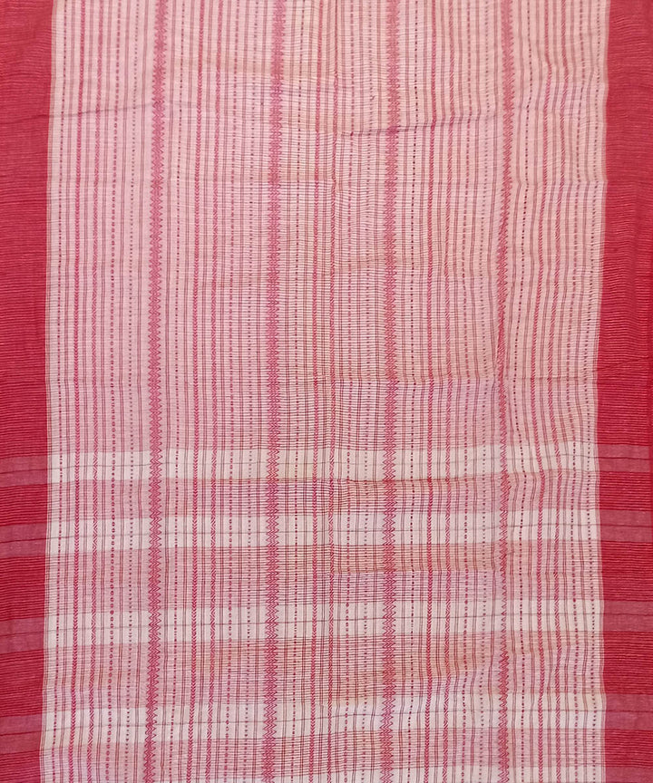Red white striped cotton handloom bengal saree