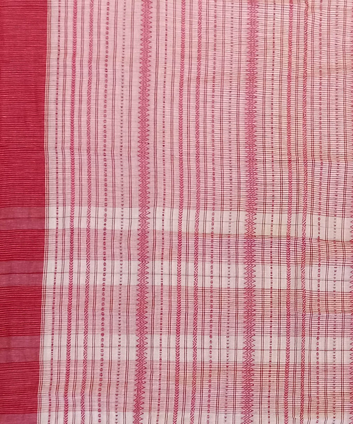 Red white striped cotton handloom bengal saree