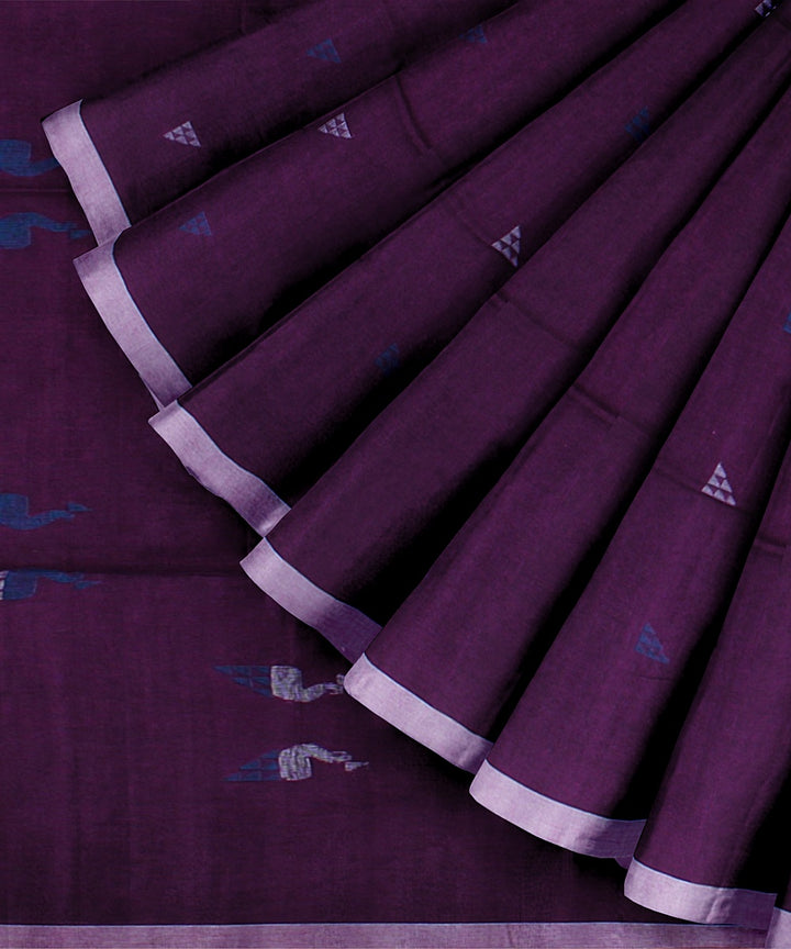 Purple offwhite handloom cotton bengal saree