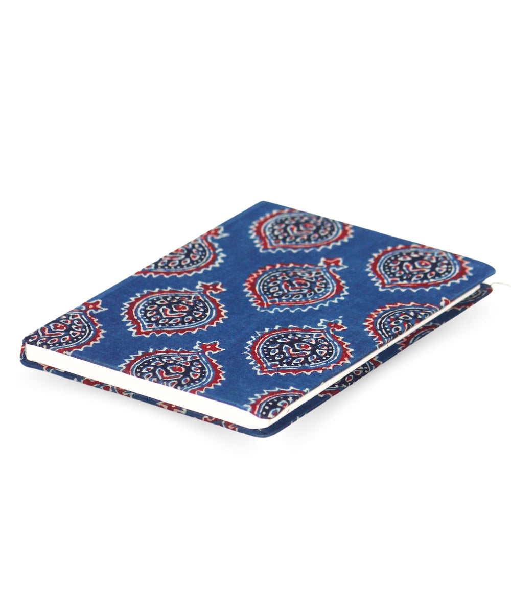 Blue hand block printed cotton diary